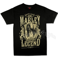 Bob Marley Rebel Music Legend Black T-Shirt - Men's