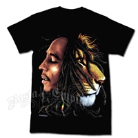 Bob Marley & Lion Profile Black T-Shirt - Men's