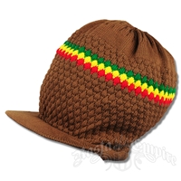 Rasta Band Brim Headwear - Brown