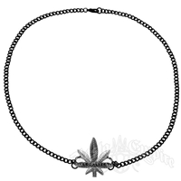Black and Silver "Legalize" Marijuana Leaf Charm Necklace