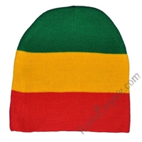 Rasta Green, Yellow and Red 8" Beanie Cap