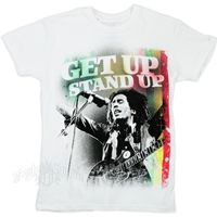 Bob Marley Rasta Get Up Stand Up White T-Shirt - Men's