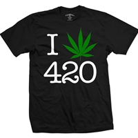 Seven Leaf I Love 420 Pot Leaf Black T-Shirt – Men’s 