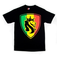 Rasta Lion Shield Black T-Shirt