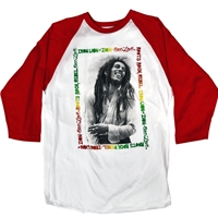 Bob Marley Iron Lion Zion Red Sleeve Henley - Men's