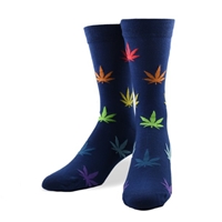 Rainbow Weed Leaf Crew Socks - Men's