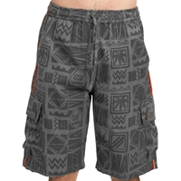 Grey 90's Print Rasta Cargo Shorts