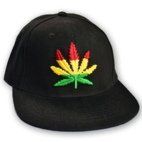 Weed Leaf and Rasta Striped Baseball Cap