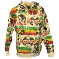 Bob Marley Labels Allover Cream Zip Hoodie - Men's