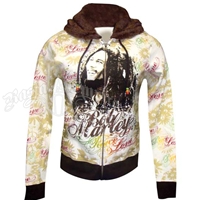 Bob Marley Peace, Love, Flowers Zip Hoodie - Women's