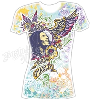 Bob Marley One Love Flowers White T-Shirt - Women's