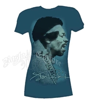 Jimi Hendrix Profile Teal T-Shirt - Women's