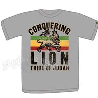 Conquering Lion, Tribe of Judah Rasta Athletic Gray T-Shirt - Men's
