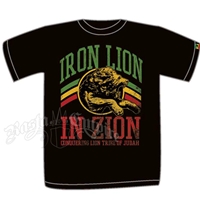 Iron, Lion In Zion Roaring Rasta Black T-Shirt - Men's