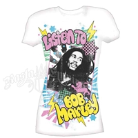 Bob Marley Listen White T-Shirt - Women's