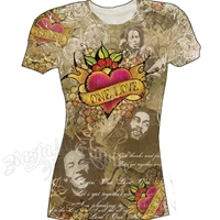 Bob Marley One Love Tattoo Off White T-Shirt - Women's