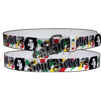 Bob Marley White Leather Soul Rebel Belt