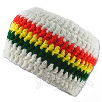 Rasta Crochet White Headband