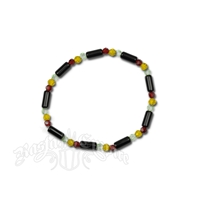 Rasta & Black Bead Stretch Bracelet