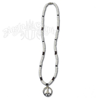 Peace Sign Coco Bead and Shell Necklace