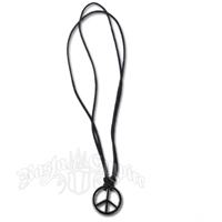 Peace Sign Black Cord Necklace