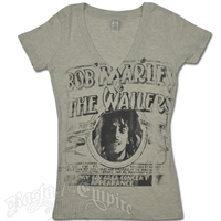 Bob Marley & The Wailers Poster V-Neck Gray T-Shirt - Women's
