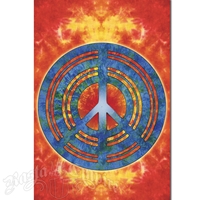 Psychedelic Fire Peace Sign Tapestry Wall Hanging