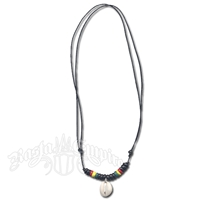 Rasta Beads and Cowry Pendant Necklace