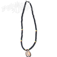 Rasta Coco Beads & Cowry Pendant Necklace