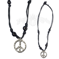 Peace Sign Linen Cord Necklace