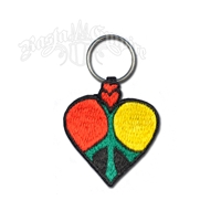 Rasta Heart and Peace Sign Felt Embroidered Keychain