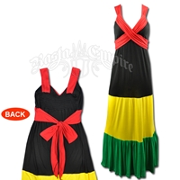 Rasta and Reggae Red Strap Long Dress