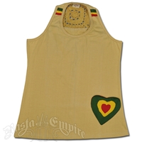 Rasta Cotton Tank Top with Heart - Tan