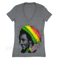 Bob Marley Rasta Tam Asphalt V-Neck T-Shirt - Women's