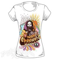 Jerry Garcia Sunburst Peace Sign White T-Shirt - Women's