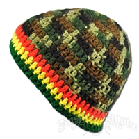 Rasta Crochet Beanie Hat - Camouflage