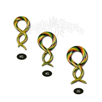 Rasta and Reggae Glass Double Twist Taper Body Jewelry