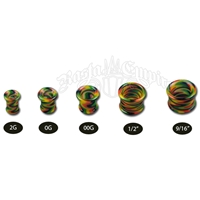 Rasta and Reggae Glass Double Flare Plug Body Jewelry