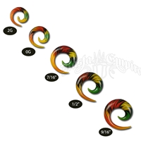 Rasta and Reggae Free Style Glass Spiral Taper Body Jewelry