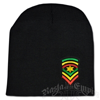 Rasta Star Honor Patch on Black Beanie Cap