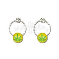 Marijuana Leaf with Sparkle Jewel Earrings