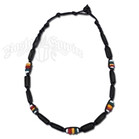 Rasta and Reggae Wood Tube Necklace - Black