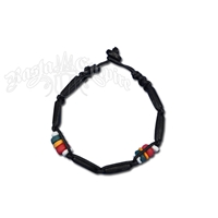 Rasta and Reggae Wood Tube Bracelet - Black