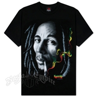 Bob Marley Rasta Smoke Black T-Shirt - Men's