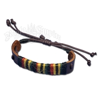 Rasta Hemp Yarn Leather Bracelet