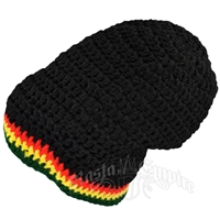 Rasta Crochet Baggy Slouch Beanie Hat - Black