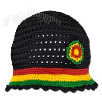 Rasta Flower Hat - Black