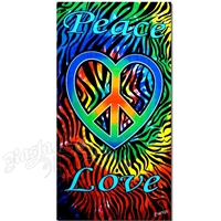 Peace Heart Love Zebra Tie Dye Beach Towel