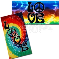 Love & Peace Sign Tie Dye Beach Towel