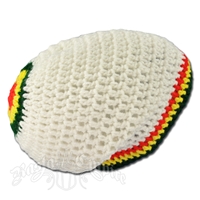 Rasta Crochet Baggy Slouch Beanie Hat - White/Rasta